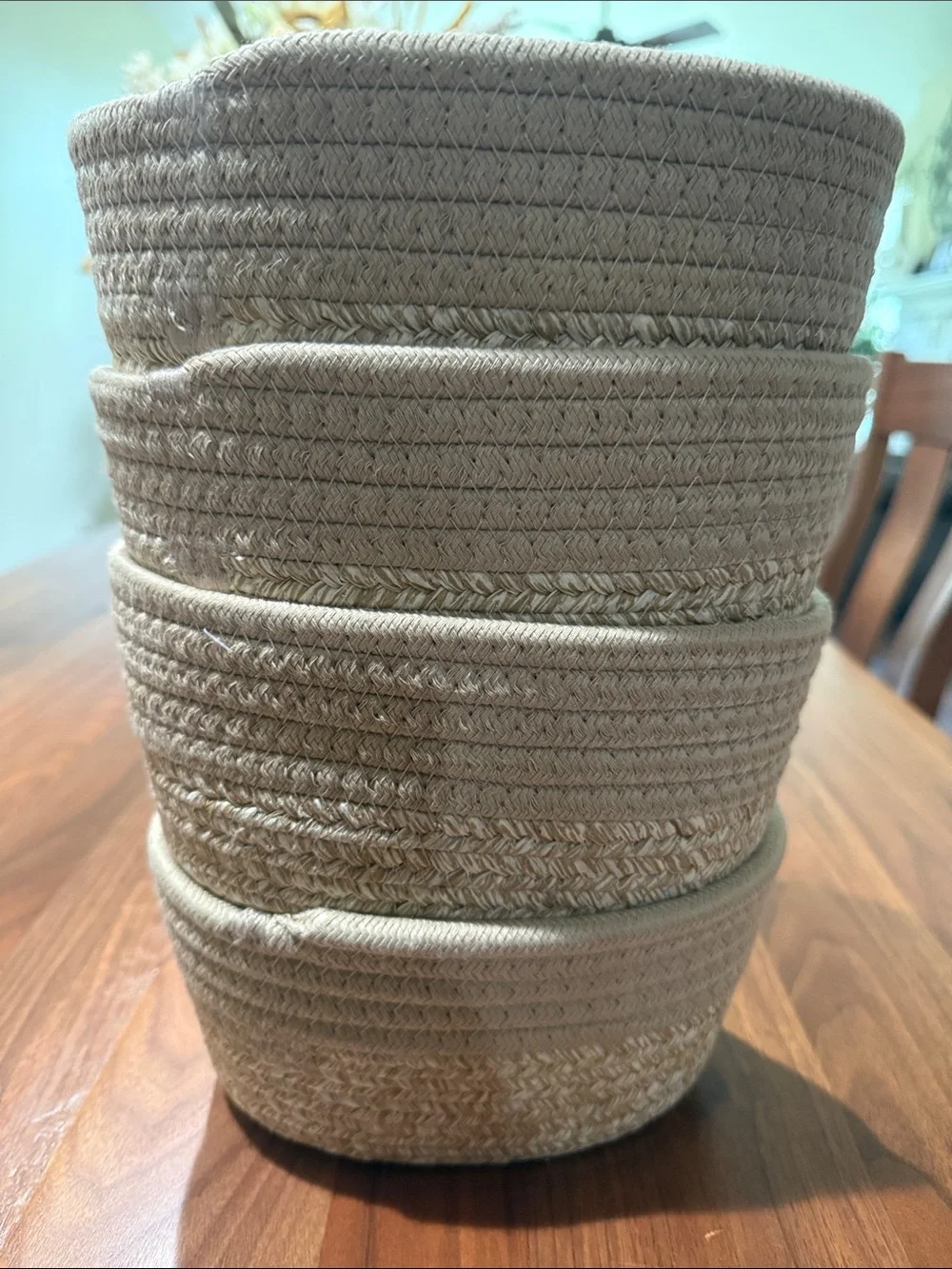 Brightroom Natural Beige Coiled Rope Gift Baskets Set of 4 NWT